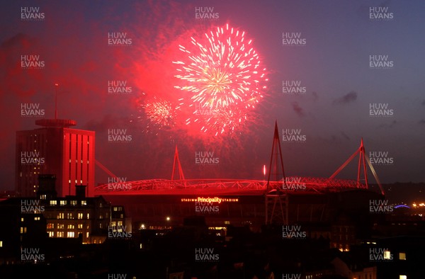 220116 - Principality Stadium Launch -Fireworks mark to launch at the unveiling of the Principality Stadium