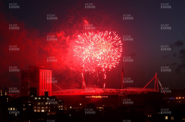 220116 - Principality Stadium Launch -Fireworks mark to launch at the unveiling of the Principality Stadium