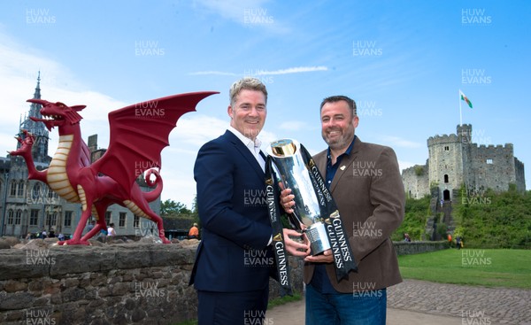 270819 - Guinness PRO14 Final 2020 Press Conference, Cardiff Castle - Martin Anayi, CEO of PRO14, left, and Martyn Phillips CEO of the Welsh Rugby Union at Cardiff Castle to mark the announcement of Cardiff as host city for the Guinness PRO14 2020 Final