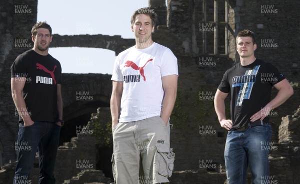 280312 - Puma -Wales rugby players Alex Cuthbert, Ryan Jones and Scott Williams