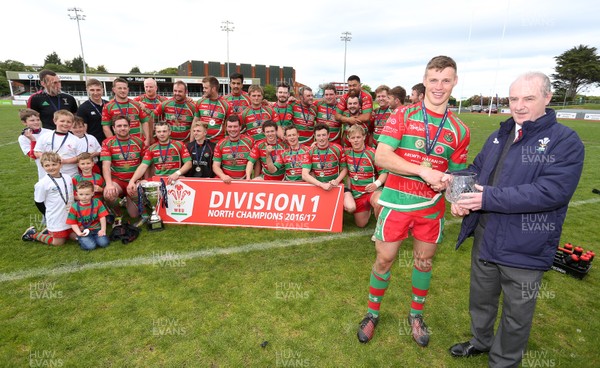 130517 - Pwllheli v Bala Presentation - WRU National League One Division North - Captain Nick Butterworth is presented the bowl by Alwyn Jones