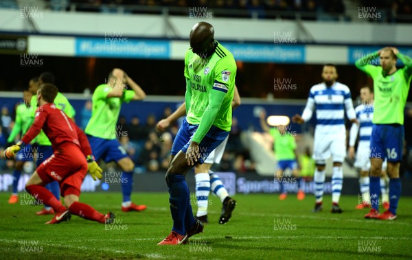010118 - Queens Park Rangers v Cardiff City - Sky Bet Championship - Souleymane Bamba of Cardiff City shows his frustration after a missed shot at goal