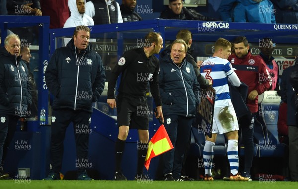 010118 - Queens Park Rangers v Cardiff City - Sky Bet Championship - Cardiff City manager Neil Warnock shows his frustration with the referees assistant