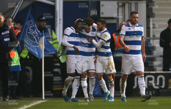 010120 - Queens Park Rangers v Cardiff City, Sky Bet Championship - Bright Osayi-Samuel of Queens Park Rangers, left, celebrates after scoring the third goal