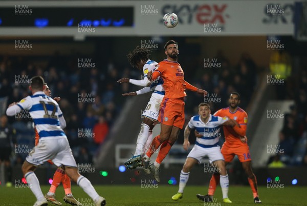010120 - Queens Park Rangers v Cardiff City, Sky Bet Championship - Marlon Pack of Cardiff City and Ebere Eze of Queens Park Rangers compete for the ball