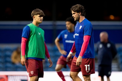 020926 - Queens Park Rangers v Cardiff City - Sky Bet Championship - Ollie Tanner of Cardiff City warming up