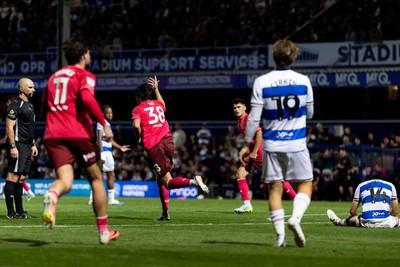 020926 - Queens Park Rangers v Cardiff City - Sky Bet Championship - Perry Ng of Cardiff City celebrates after scoring their sides first goal