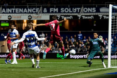 020926 - Queens Park Rangers v Cardiff City - Sky Bet Championship - Joel Colwill of Cardiff City misses a chance