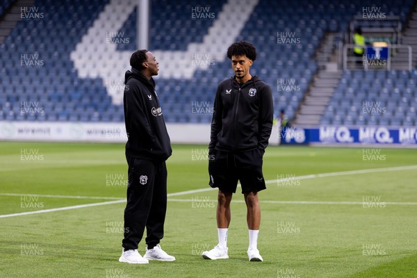 020926 - Queens Park Rangers v Cardiff City - Sky Bet Championship - Calum Scanlon and Ronan Kpakio of Cardiff City before the game