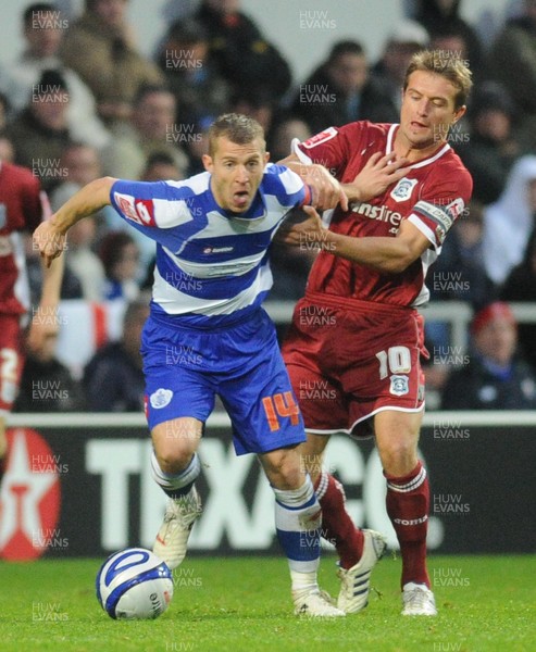 08.11.08 - Champonship Football Queens Park Rangers v Cardiff City QPR's Martin Rowlands is challenged by Cardiff's Stephen McPhail 