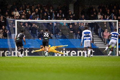 241026 - Queens Park Rangers v Swansea City - Sky Bet Championship - Richard Kon� of Queens Park Rangers shots a penalty kick to score their sides third goal