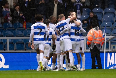 241026 - Queens Park Rangers v Swansea City - Sky Bet Championship - Jimmy Dunne of Queens Park Rangers celebrates with his teammates after scoring their sides fourth goal