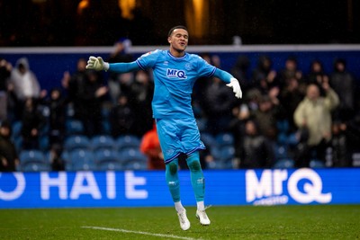 241026 - Queens Park Rangers v Swansea City - Sky Bet Championship - Pierce Charles of Queens Park Rangers celebrates after their sides fifth goal