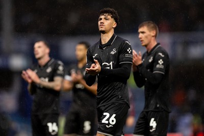 241026 - Queens Park Rangers v Swansea City - Sky Bet Championship - Filip Lissah of Swansea City applauds the fans after their sides defeat