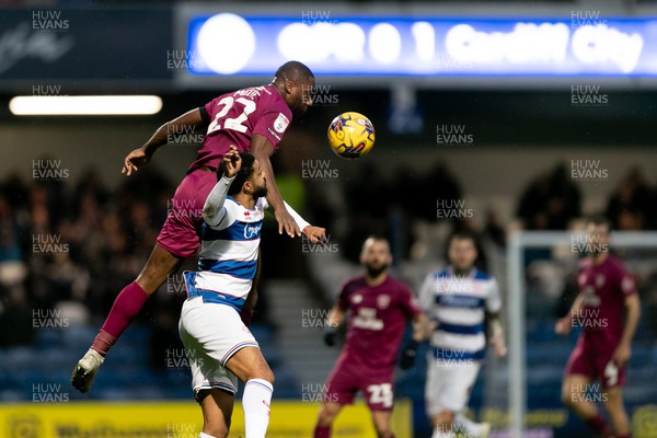 010124 - Queens Park Rangers v Cardiff City - Sky Bet Championship - Yakou Meite of Cardiff City with a header