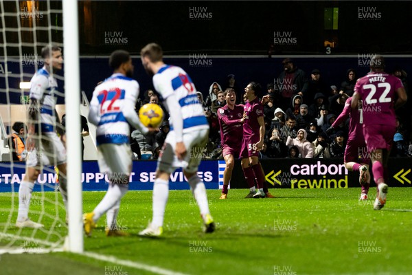 010124 - Queens Park Rangers v Cardiff City - Sky Bet Championship - Perry Ng of Cardiff City celebrates after scoring his team�s second goal