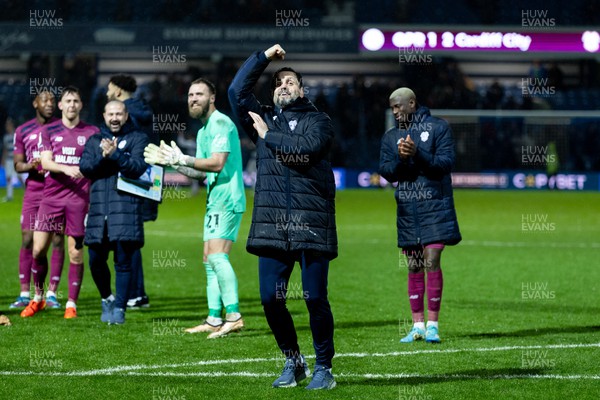 010124 - Queens Park Rangers v Cardiff City - Sky Bet Championship - Erol Bulut manager of Cardiff City celebrates their team�s victory after the final whistle