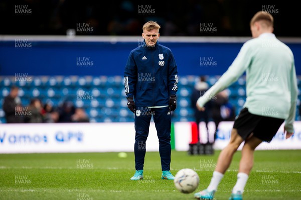 050322 - Queens Park Rangers v Cardiff City - Sky Bet Championship - Isaak Davies of Cardiff City warms up
