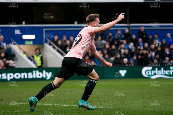 050322 - Queens Park Rangers v Cardiff City - Sky Bet Championship - Isaak Davies of Cardiff City celebrates after scoring