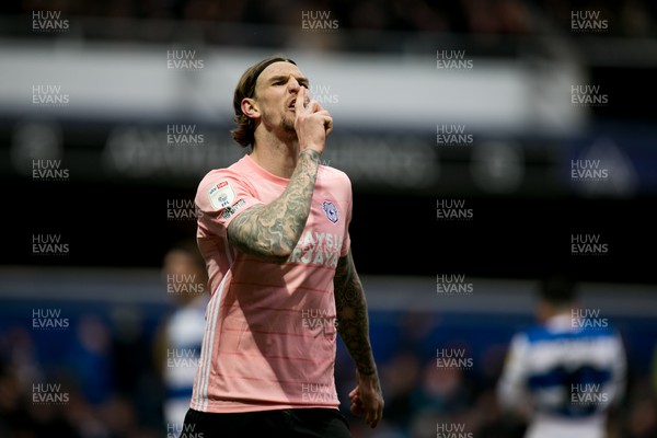 050322 - Queens Park Rangers v Cardiff City - Sky Bet Championship - Aden Flint of Cardiff City celebrates after they score