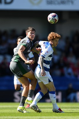 050425 - Queens Park Rangers v Cardiff City - Sky Bet Championship - Rubin Colwill of Cardiff City is challenged by Jack Colback of Queens Park Rangers