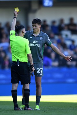 050425 - Queens Park Rangers v Cardiff City - Sky Bet Championship - Rubin Colwill of Cardiff City is booked