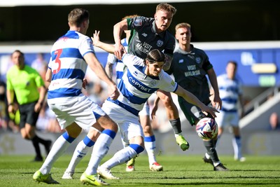 050425 - Queens Park Rangers v Cardiff City - Sky Bet Championship - Isaak Davies of Cardiff City has a head at goal