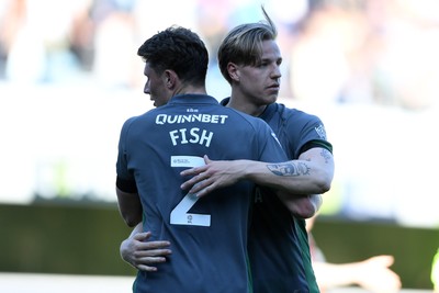 050425 - Queens Park Rangers v Cardiff City - Sky Bet Championship - Jesper Daland and Will Fish of Cardiff City at full time
