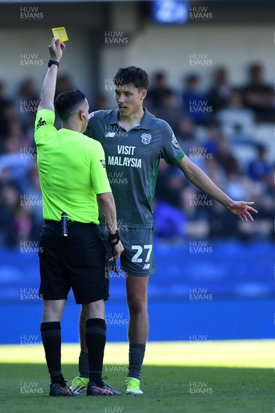 050425 - Queens Park Rangers v Cardiff City - Sky Bet Championship - Rubin Colwill of Cardiff City is booked