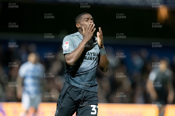 191022 - Queens Park Rangers v Cardiff City - Sky Bet Championship - Niels Nkounkou of Cardiff City gestures