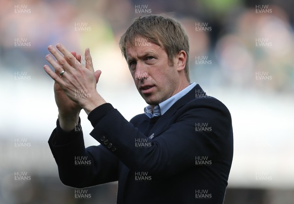 130419 - Queens Park Rangers v Swansea City, Sky Bet Championship - Swansea City manager Graham Potter applauds the travelling  supporters at the end of the match