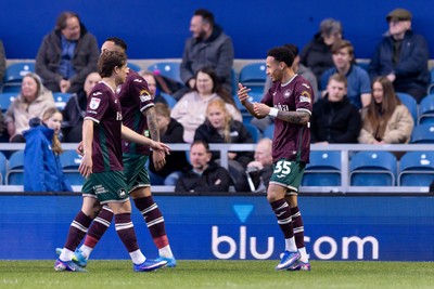 210426 - Queens Park Rangers v Swansea City - Sky Bet Championship - Ronald of Swansea City celebrates with his teammates after scoring his sides first goal