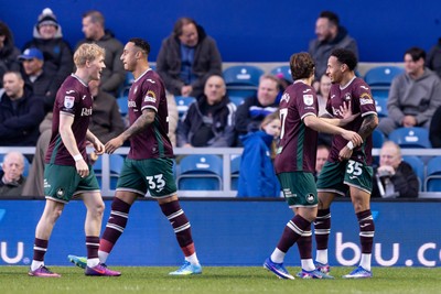210426 - Queens Park Rangers v Swansea City - Sky Bet Championship - Ronald of Swansea City celebrates with his teammates after scoring his sides first goal