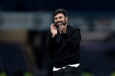 210426 - Queens Park Rangers v Swansea City - Sky Bet Championship - Vítor Matos manager of Swansea City applauds the fans after their sides victory