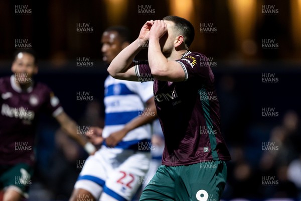 210426 - Queens Park Rangers v Swansea City - Sky Bet Championship - Zan Vipotnik of Swansea City celebrates after scoring his sides second goal