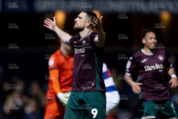 210426 - Queens Park Rangers v Swansea City - Sky Bet Championship - Zan Vipotnik of Swansea City celebrates after scoring his sides second goal