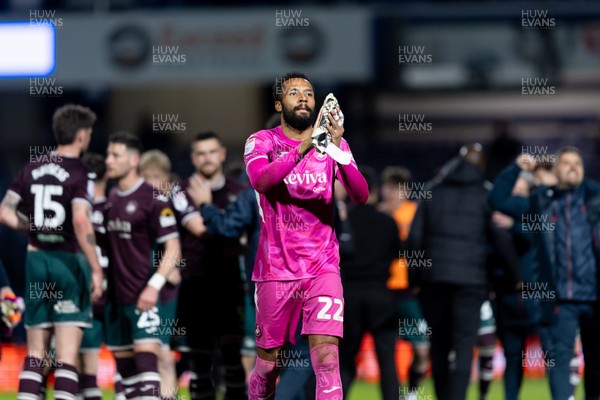 210426 - Queens Park Rangers v Swansea City - Sky Bet Championship - Lawrence Vigouroux of Swansea City applauds the fans after their sides victory