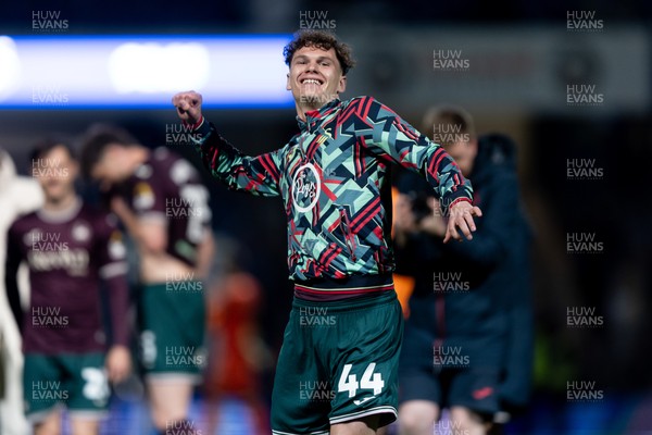 210426 - Queens Park Rangers v Swansea City - Sky Bet Championship - Thomas Woodward of Swansea City waves to the fans after their sides victory