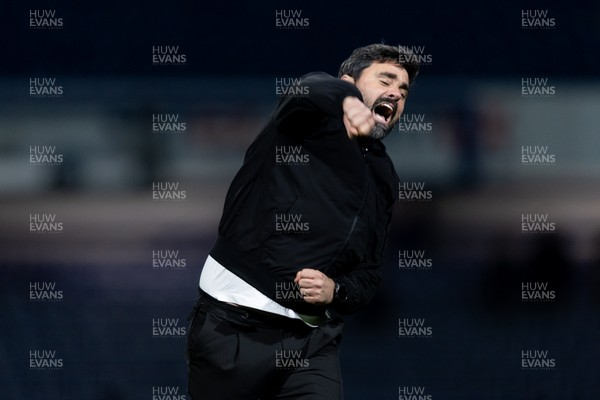 210426 - Queens Park Rangers v Swansea City - Sky Bet Championship - Vítor Matos manager of Swansea City waves to the fans after their sides victory