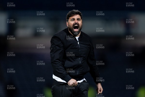 210426 - Queens Park Rangers v Swansea City - Sky Bet Championship - Vítor Matos manager of Swansea City waves to the fans after their sides victory