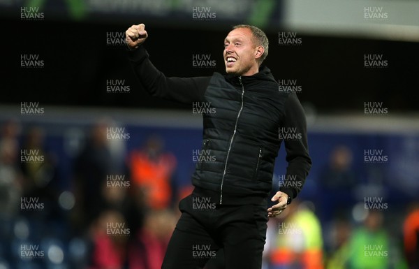 210819 - Queens Park Rangers v Swansea City  - SkyBet Championship - Swansea City Manager Steve Cooper celebrates with fans at full time