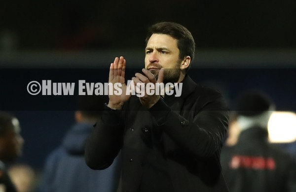 250122 - Queens Park Rangers v Swansea City, Sky Bet Championship - Swansea City head coach Russell Martin acknowledges the travelling supporters at the end of the match