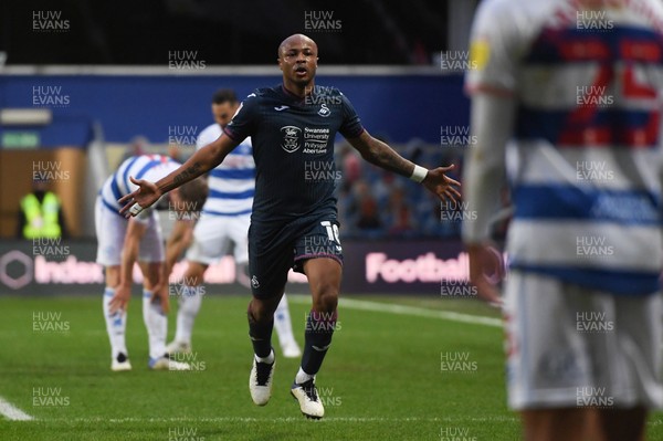 261220 - Queens Park Rangers v Swansea City - Sky Bet Championship - Andre Ayew of Swansea City celebrates scoring the opening goal 