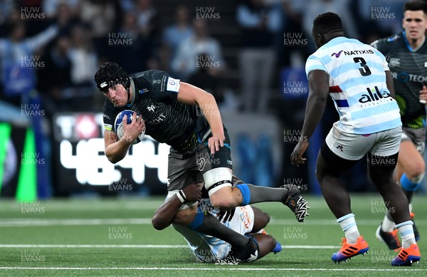 131219 - Racing 92 v Ospreys - Heineken Champions Cup - Lloyd Ashley of Ospreys is tackled by Eddy Ben Arous of Racing 92