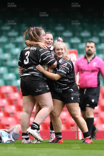 020423 - Ravens v Nelson Belles - WRU Girls U16 National Cup Final - Belles celebrate a try