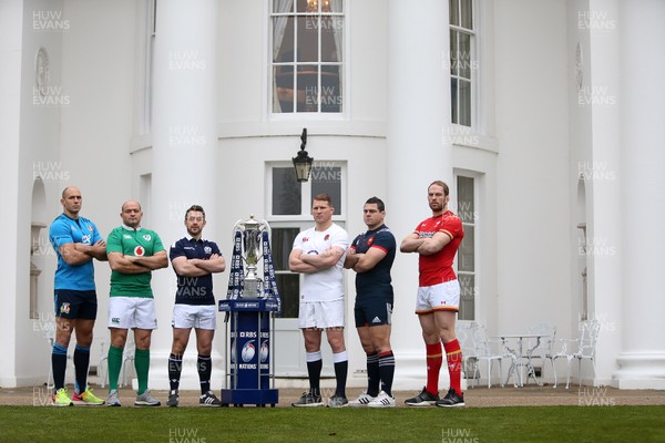 250117 - RBS 6 Nations Launch - Italy's Captains Sergio Parisse, Ireland's Rory Best, Scotland's Greig Laidlaw, England's Dylan Hartley, France's Guilhem Guirado and Wales' Alun Wyn Jones