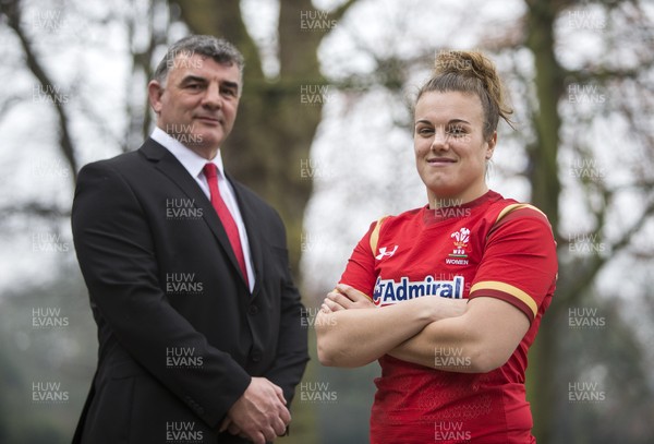 250117 - RBS 6 Nations Launch - Wales Women's Head Coach Rowland Phillips and Captain Carys Phillips