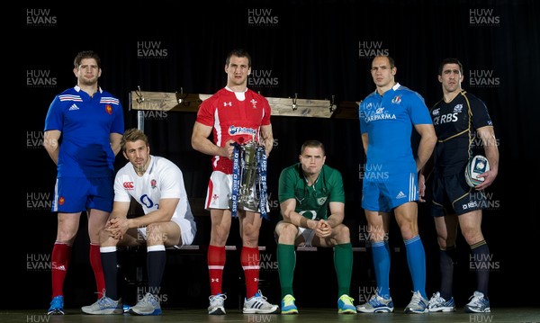 230113 - RBS 6 Nations Launch -(L-R) Pascal Pape of France, Chris Robshaw of England, Sam Warburton of Wales, Jamie Heaslip of Ireland, Sergio Parisse of Italy and Kelly Brown of Scotland during the RBS 6 Nations launch in London