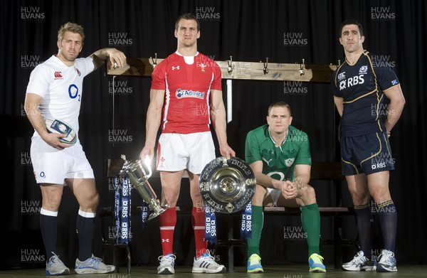 230113 - RBS 6 Nations Launch -(L-R) Chris Robshaw of England, Sam Warburton of Wales, Jamie Heaslip of Ireland and Kelly Brown of Scotland during the RBS 6 Nations launch in London