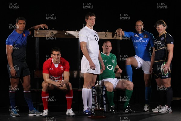 25.01.12 RBS Six Nations Rugby Launch, London... The nations teams are represented by l-r Thierry Dusautoir (France), Sam Warburton(Wales), Tom Wood(England), Paul O'Connell (Ireland), Sergio Parisse (Italy) and Ross Ford(Scotland). 